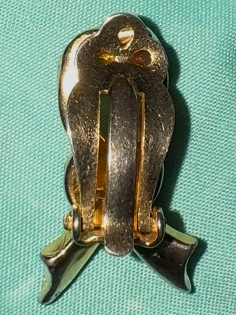 Pat Pend Clip on Earring 1 Gold Tone Bow with Paved Clear Crystals